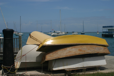 Boats on dock in Christiansted, St. Croix.