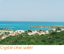 The crystal-clear water of the Caribbean